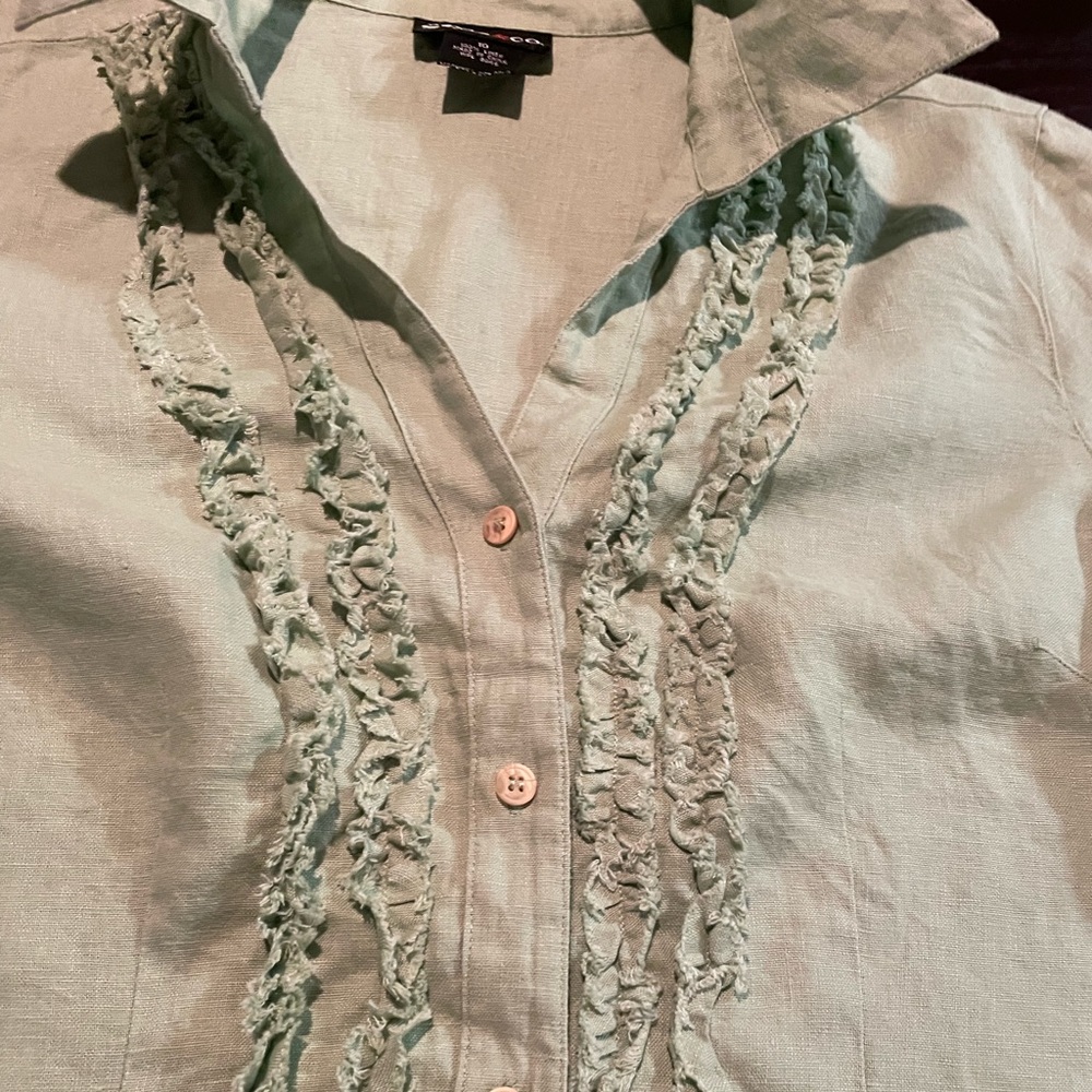 100% linen size 10 spring green blouse by Style & Co